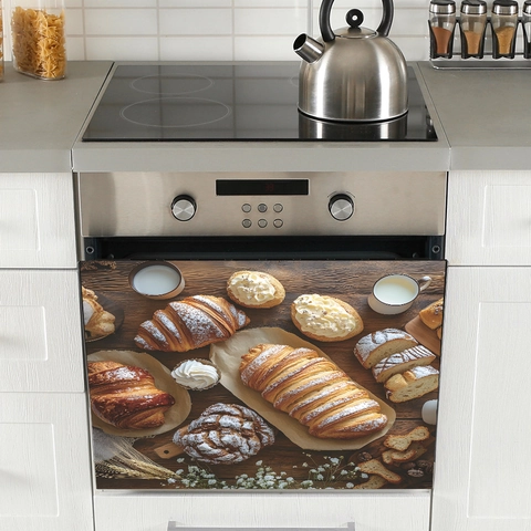 Realistic Bread Dessert Pastry Pattern Kitchen Appliance Sticker PVC Self Adhesive Decorative Decal For Oven Dishwasher Home