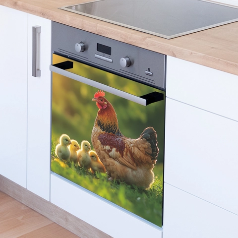 Henne Und Küken Spülmaschinenaufkleber PVC Wasserdicht Selbstklebend Küchenschrank Abdeckung Landhaus Heim Wandtattoo