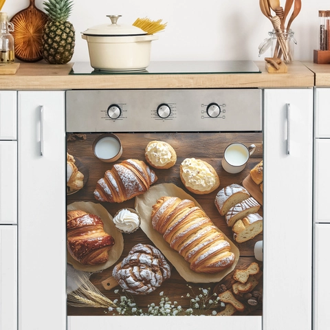 Realistic Bread Dessert Pastry Pattern Kitchen Appliance Sticker PVC Self Adhesive Decorative Decal For Oven Dishwasher Home