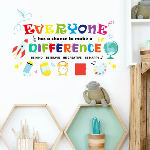 Colorful Motivational Quotes Wall Stickers PVC Removable Education Decals For Kids Bedroom Classroom Study Room Decor