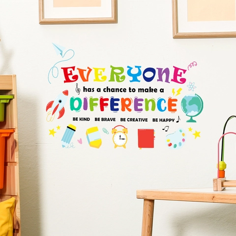 Colorful Motivational Quotes Wall Stickers PVC Removable Education Decals For Kids Bedroom Classroom Study Room Decor