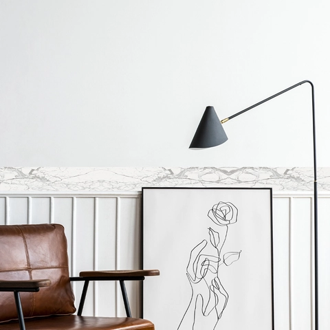Adhesivo de Pared Autoadhesivo Moderno Textura de Mármol Impermeable PVC Borde de Cintura Decoración Cocina Baño Dormitorio