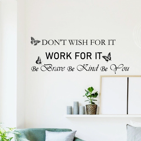 Inspirierende Schmetterling Wandtattoo PVC Motivierende Zitate Wandaufkleber Für Schlafzimmer Wohnzimmer Büro Dekor Schwarz WZ9051