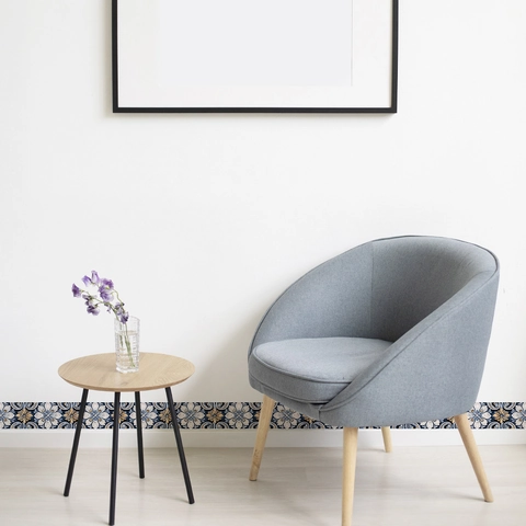 Vintage Retro Bloemen PVC Taille Muursticker Mandala Geometrisch Patroon Zelfklevend Decoratieve Borderrand Voor Keuken Huis