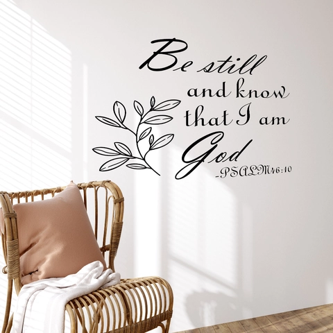 Be Still And Know That I Am God Bibelvers Wandtattoo Minimalistisches Blatt Botanisch PVC Wandaufkleber Für Wohnkultur
