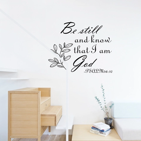 Be Still And Know That I Am God Bibelvers Wandtattoo Minimalistisches Blatt Botanisch PVC Wandaufkleber Für Wohnkultur