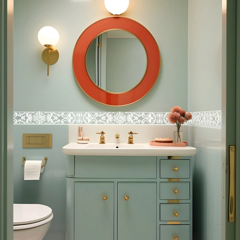 Pegatina De Borde De Pared Con Relieve Autoadhesiva Patrón Barroco Europeo Calcomanía De PVC Impermeable Para Decoración Del Hogar Sala De Estar Dormitorio