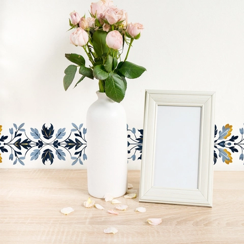 Retro Bloemen Muurbordersticker PVC Zelfklevend Waterbestendig Muursticker Voor Slaapkamer Keuken Woonkamer Huisdecoratie