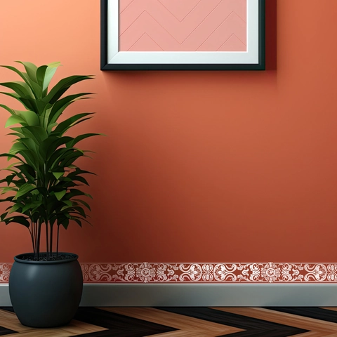 Pegatina De Borde De Pared Con Relieve Autoadhesiva Patrón Barroco Europeo Calcomanía De PVC Impermeable Para Decoración Del Hogar Sala De Estar Dormitorio