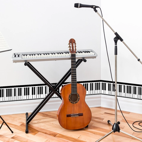 Kreative Klaviertasten Wandaufkleber Selbstklebend PVC Wasserdicht Fußleiste Dekoration Für Musikzimmer Schlafzimmer Haus Dekoration