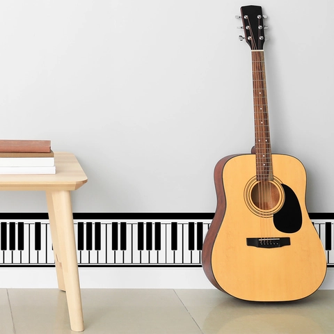 Kreative Klaviertasten Wandaufkleber Selbstklebend PVC Wasserdicht Fußleiste Dekoration Für Musikzimmer Schlafzimmer Haus Dekoration