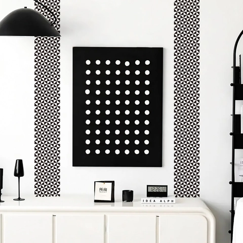Schwarz Weiß Dreieck Geometrisches Muster Selbstklebender Wandaufkleber Bordüre PVC Wandleiste Dekor Wohnzimmer Schlafzimmer