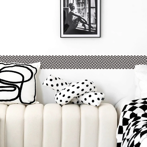 Schwarz Weiß Dreieck Geometrisches Muster Selbstklebender Wandaufkleber Bordüre PVC Wandleiste Dekor Wohnzimmer Schlafzimmer