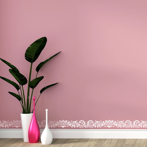 Weiße Kreative Floral Wandbordüre Aufkleber Selbstklebend PVC Barock Ranken Taille Wandtattoo Für Wohnzimmer Schlafzimmer Deko