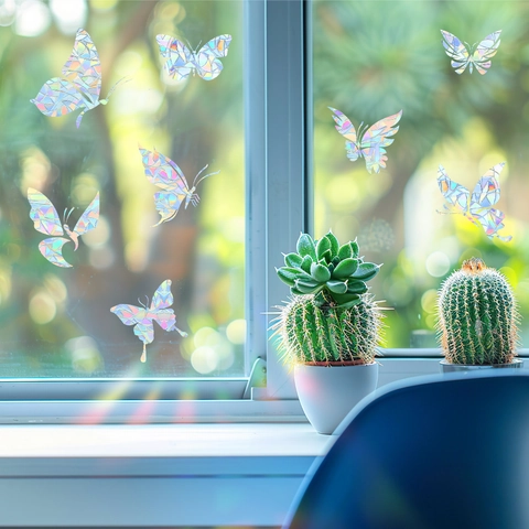 Adesivi per Finestre a Farfalla Prisma Arcobaleno Sun Catcher Statici Per Vetro Decorazione Domestica Anti Collisione BXC042