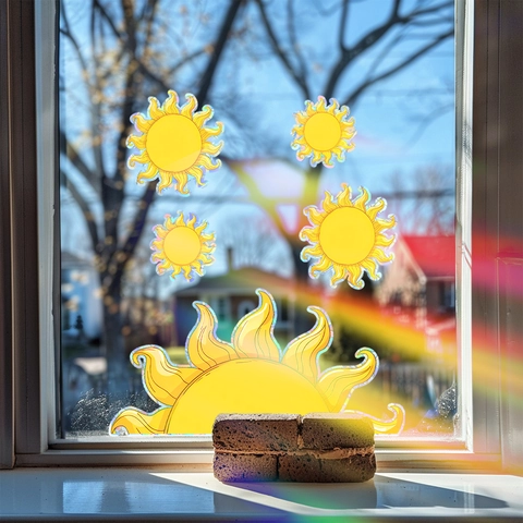 Holografische Regenboog Zon Venstersticker Statisch Hechtend Suncatcher Sticker Home Decor Prisma Vensterfolie