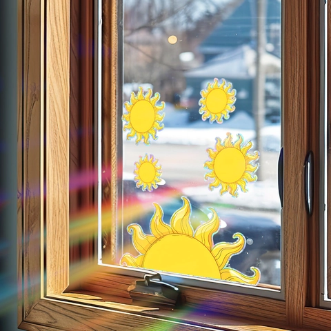 Holografische Regenboog Zon Venstersticker Statisch Hechtend Suncatcher Sticker Home Decor Prisma Vensterfolie