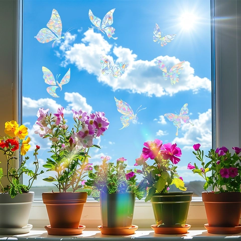 Adesivi per Finestre a Farfalla Prisma Arcobaleno Sun Catcher Statici Per Vetro Decorazione Domestica Anti Collisione BXC042