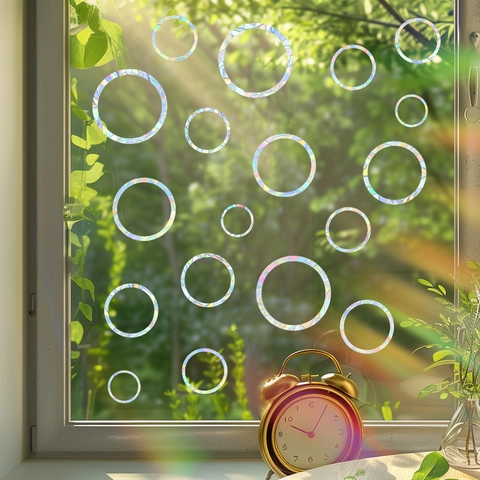 DIY Regenboog Raamstickers Geometrische Cirkel Prisma Suncatcher Statisch Hechtend PVC Stickers Voor Glas Raam Decoratie Huis