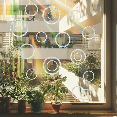 DIY Regenboog Raamstickers Geometrische Cirkel Prisma Suncatcher Statisch Hechtend PVC Stickers Voor Glas Raam Decoratie Huis