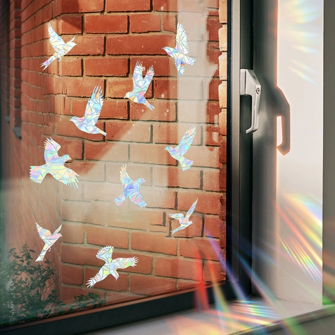 Holografischer Vogel Regenbogen Prisma Fensteraufkleber Statisch Haftend PVC Glasaufkleber Dekoration Antikollision