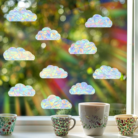 Irillerend Wolk Prisma Venstersticker Regenboogmaker Zonvanger PVC Statische Sticker Voor Huis Glas Decoratie