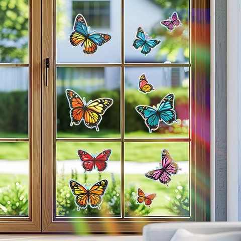Regenboog Vlinder Prisma Vensterstickers Statische Hechting PVC Zonvanger Decals Anti Botsing Voor Glas Deur Home Decor