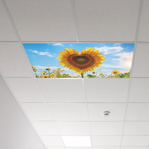 Heart Sunflower Wall Sticker Blue Sky White Clouds Ceiling Decal PVC Waterproof Removable Mural For Living Room Bedroom