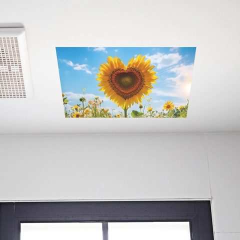 Heart Sunflower Wall Sticker Blue Sky White Clouds Ceiling Decal PVC Waterproof Removable Mural For Living Room Bedroom