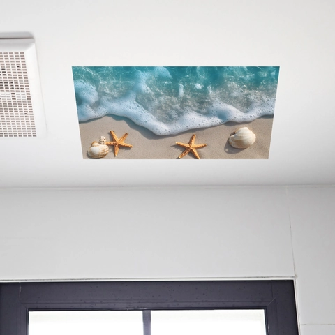 Waterproof PVC Ocean Beach Starfish Shell Pattern Ceiling Wall Sticker Realistic Sea Waves Mural For Living Room Bedroom