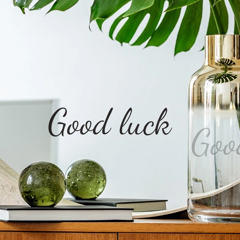 Adesivo da Parete Good Luck Slogan Moderno Minimalista PVC Decalcomania per Specchio per Bagno Soggiorno Decorazione Casa
