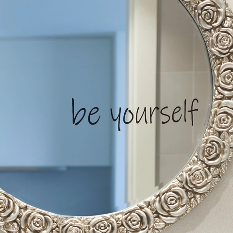 Be Yourself Scritta Inglese Adesivo per Specchio PVC Impermeabile Rimovibile Decalcomania da Muro per Bagno Soggiorno Casa