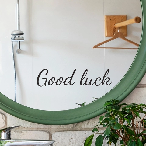 Adesivo da Parete Good Luck Slogan Moderno Minimalista PVC Decalcomania per Specchio per Bagno Soggiorno Decorazione Casa