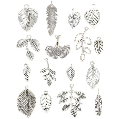 Vintage Zinc Alloy Leaf Feather Charms For DIY Jewelry Making Antique Silver Bronze Botanical Pendants For Necklace Bracelet