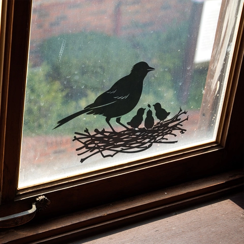 Bird Nest Silhouette PVC Wall Sticker DIY Removable Decal For Bedroom Living Room Window Home Decor Printed Aesthetic Wall Art