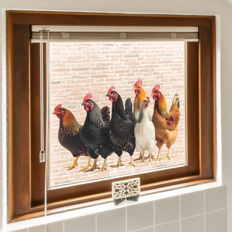 Pegatinas Estáticas para Ventanas de Gallo Realista Estilo Pastoral PVC Decoración de Puerta de Cristal Doble Cara Cocina