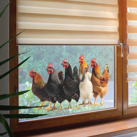 Pegatinas Estáticas para Ventanas de Gallo Realista Estilo Pastoral PVC Decoración de Puerta de Cristal Doble Cara Cocina