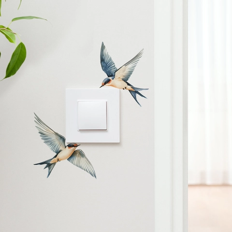 Handgemalte Fliegende Schwalbe Wandaufkleber PVC Wasserdichte Vogelaufkleber Für Wohnzimmer Schalter Dekoration Haus