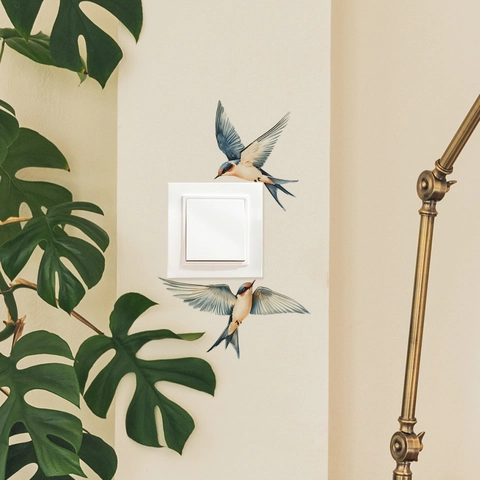 Handgemalte Fliegende Schwalbe Wandaufkleber PVC Wasserdichte Vogelaufkleber Für Wohnzimmer Schalter Dekoration Haus