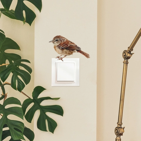 Pegatina para Interruptor de Pájaro Realista PVC Gorrión Artístico Calcomanía de Pared Para Decoración de Dormitorio Sala Estar Hogar