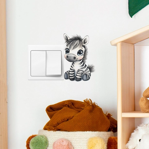 Linda Pegatina de Pared con Patrón de Cebra para Interruptor en PVC Decoración para Dormitorio Infantil y Sala de Estar Hogar