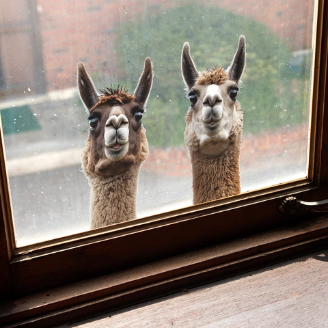 3D Alpaca Peeking Window Sticker Funny Animal Wall Decal For Glass Window Mirror PVC Removable Home Decor Living Room