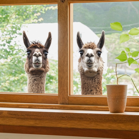 3D Alpaca Peeking Window Sticker Funny Animal Wall Decal For Glass Window Mirror PVC Removable Home Decor Living Room