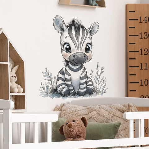 Sticker Mural Zèbre Dessin Animé Aquarelle Animal PVC Décoration Pépinière Autocollant Pour Chambre D'enfant Maison