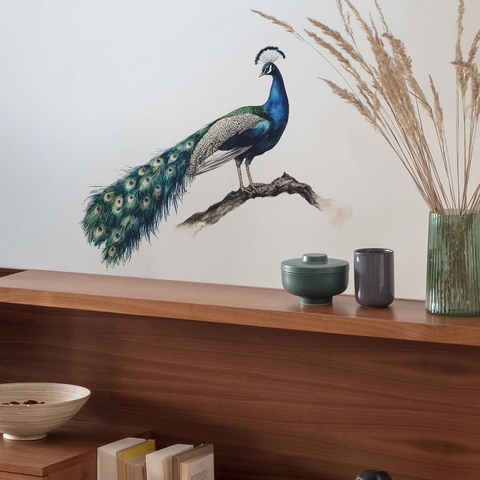 Eleganter Künstlerischer Pfau Zweig Wandtattoo PVC Wasserdicht Selbstklebend Aufkleber Für Wohnzimmer Schlafzimmer Home Dekoration Wandkunst