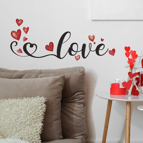 Romantische Liebe Herz Wandtattoo DIY PVC Selbstklebend Aufkleber Für Valentinstag Schlafzimmer Wohnzimmer Hintergrund Deko