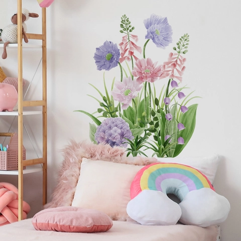 Adesivi Murali con Fiori e Foglie ad Acquerello in PVC Rimovibili Autoadesivi per Camera da Letto Soggiorno Decorazione Casa