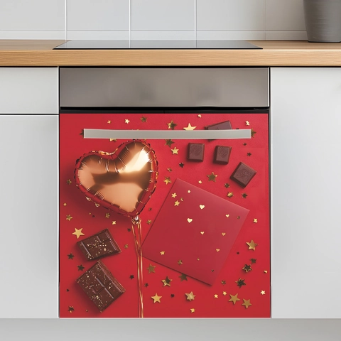 Valentine Day Romantic Heart Balloon Chocolate PVC Wall Sticker Waterproof Red Theme Kitchen Dining Room Home Decoration