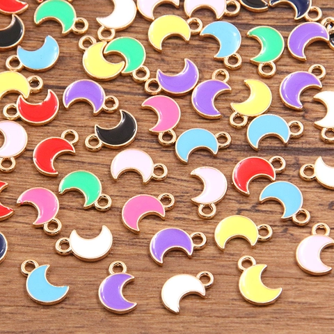 Legering Emaille Maan Halve Maan Hanger Kleine Bedeltjes Voor DIY Sieraden Maken Kettingen Oorbellen Knutselaccessoires Meerkleurig