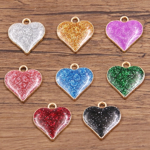 DIY Alloy Enamel Glitter Heart Star Moon Pendants For Jewelry Making Mixed Color Bracelet Necklace Earring Craft Charms